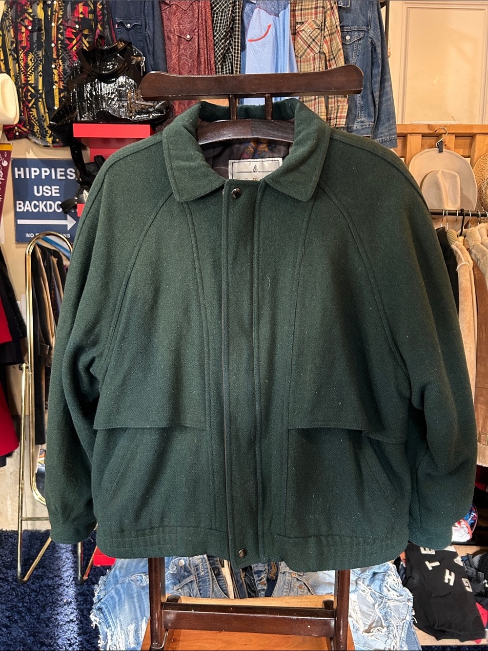 Classic Men's Wool-Blend Dark Green Jacket